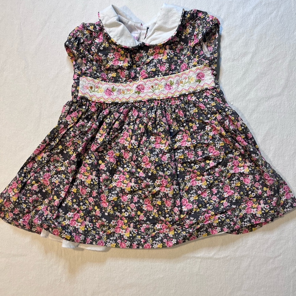 Bonnie Baby Floral Dress with White Accents